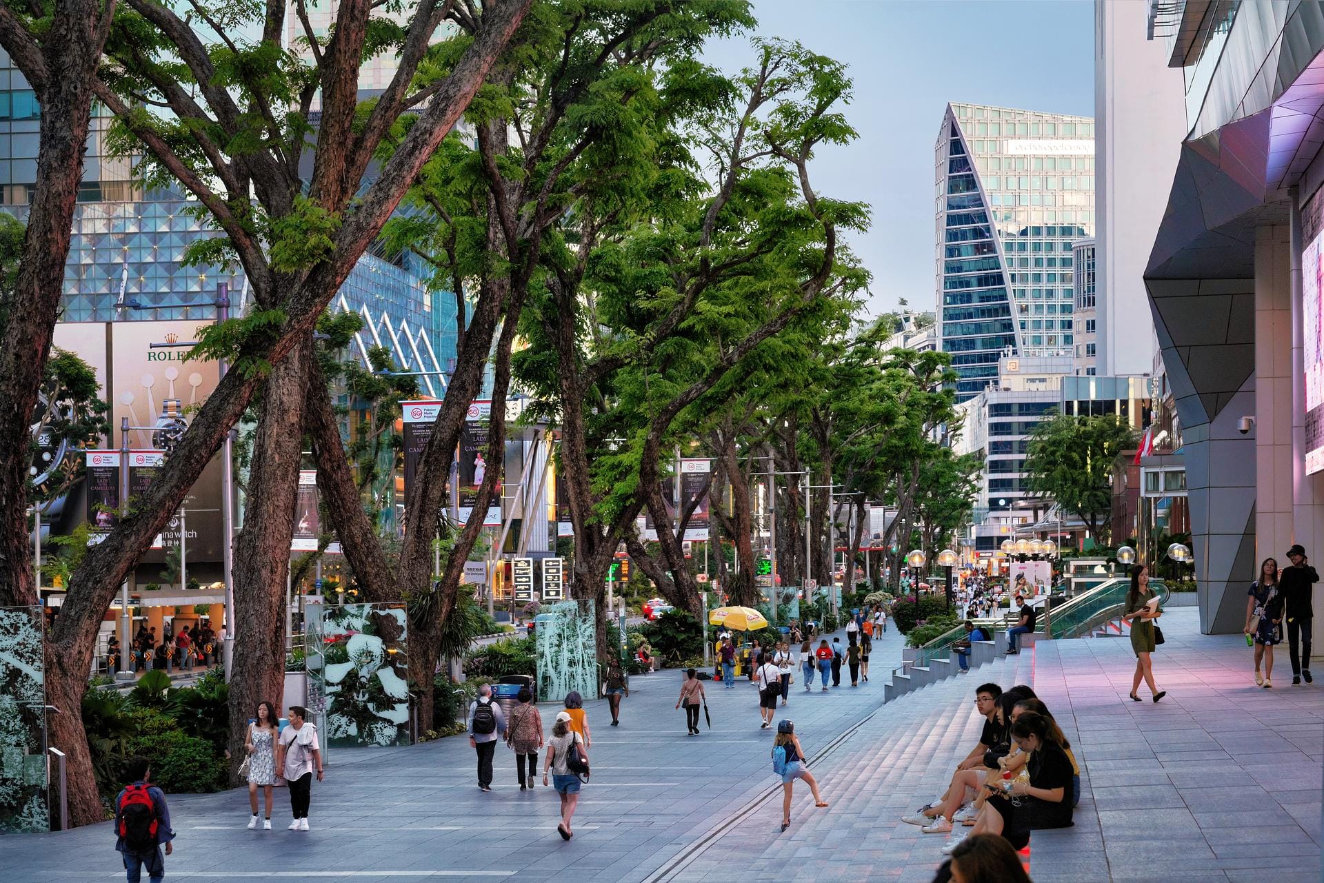 Open-air promenade along Orchard Road